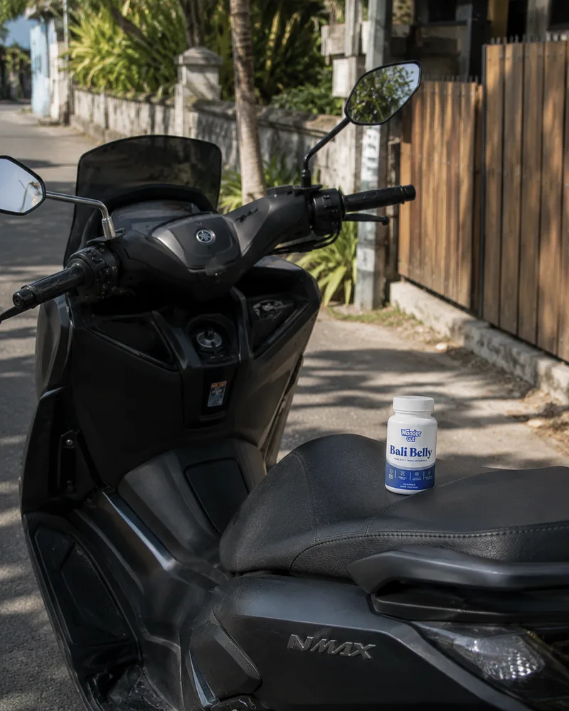 Wander Gut Bali Belly bottle along for a Bali scooter day